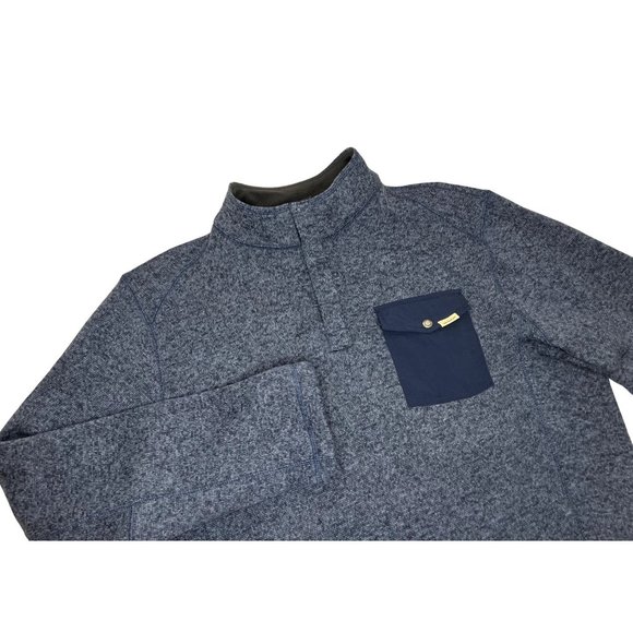 Woolrich Men's XL Long Sleeve Blue Pullover Quarter Snap Button Sweater - Picture 3 of 8